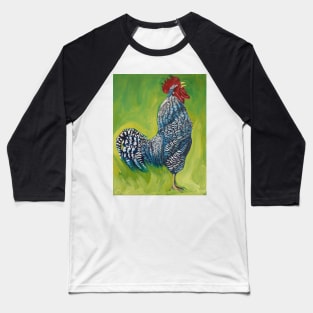 Rocky the Barred Rock Rooster Baseball T-Shirt